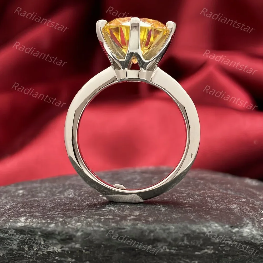 NEW Certified 5 ct. t.w. Lemon Yellow Moissanite Solitaire 6 Prong Ring